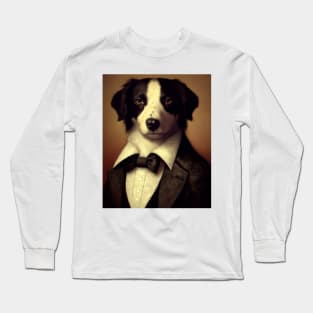 Portrait of a Bordercollie in a tuxedo Long Sleeve T-Shirt